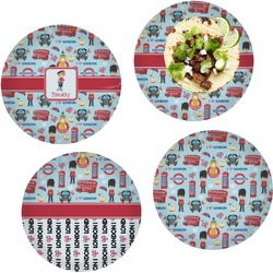London Set of 4 Glass Lunch / Dinner Plate 10" (Personalized)
