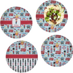 London Set of 4 Glass Lunch / Dinner Plate 10" (Personalized)