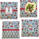 London Set of 4 Glass Square Lunch / Dinner Plate 9.5" (Personalized)