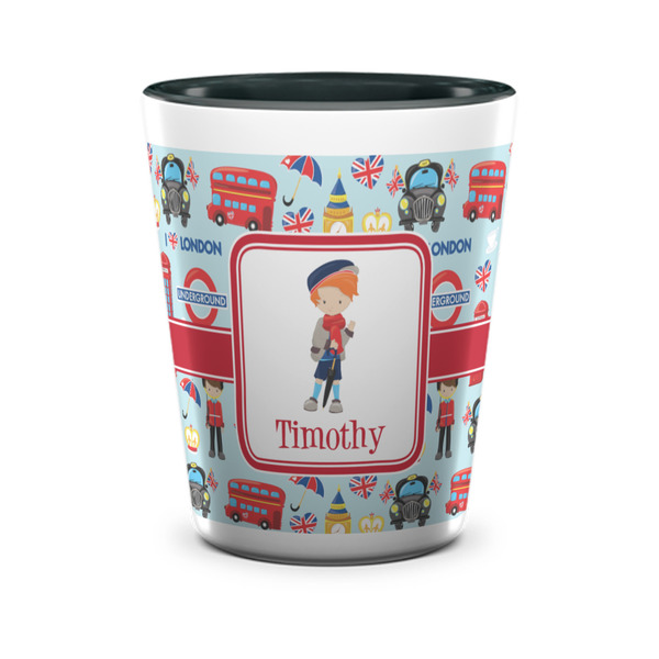 Custom London Ceramic Shot Glass - 1.5 oz - Two Tone - Set of 4 (Personalized)