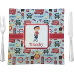 London 9.5" Glass Square Lunch / Dinner Plate- Single or Set of 4 (Personalized)