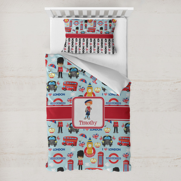 Custom London Toddler Bedding w/ Name or Text