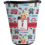 London Waste Basket - Single Sided (Black) (Personalized)