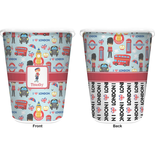 London Trash Can White - Front and Back - Apvl