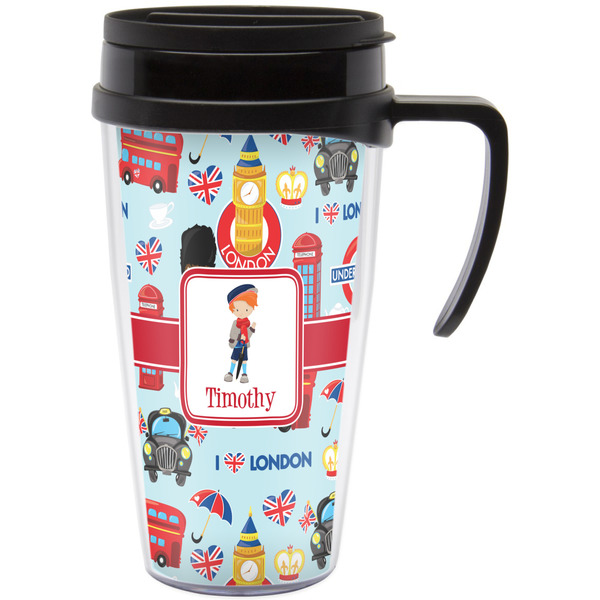 Custom London Acrylic Travel Mug with Handle (Personalized)