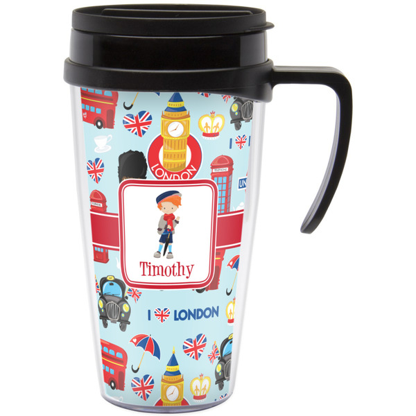 Custom London Acrylic Travel Mug with Handle (Personalized)