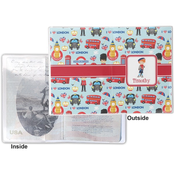 London Vinyl Passport Holder - Flat Front and Back