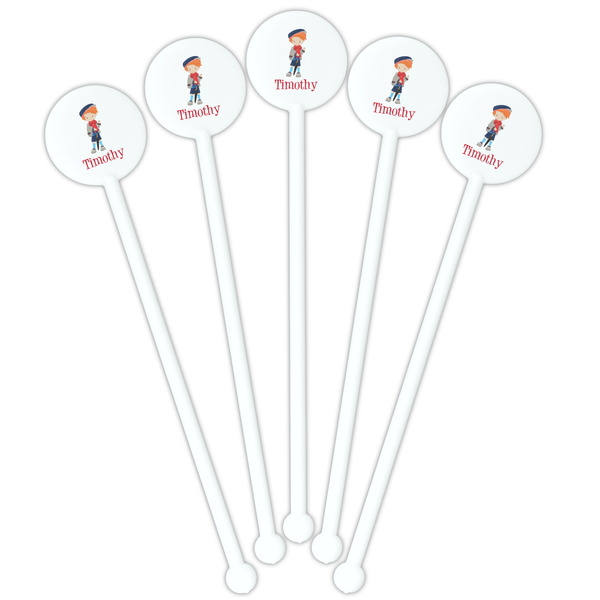 London White Plastic 5.5" Stir Stick - Fan View