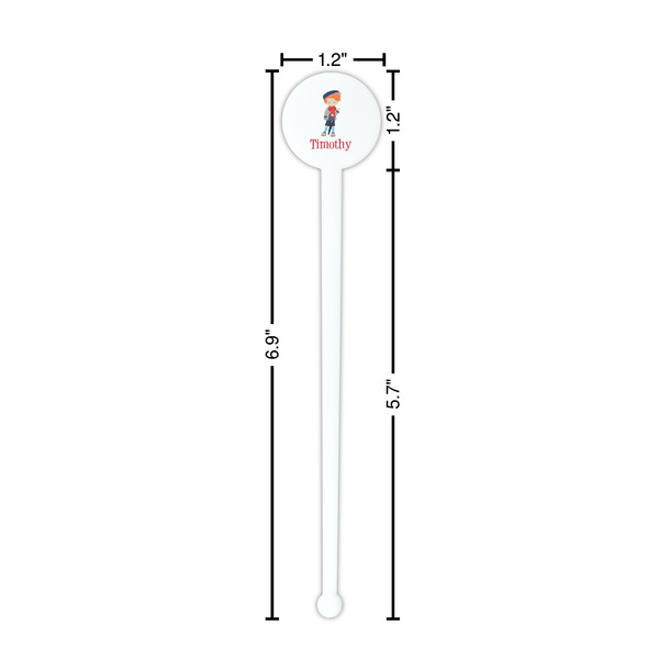 London White Plastic 7" Stir Stick - Round - Dimensions