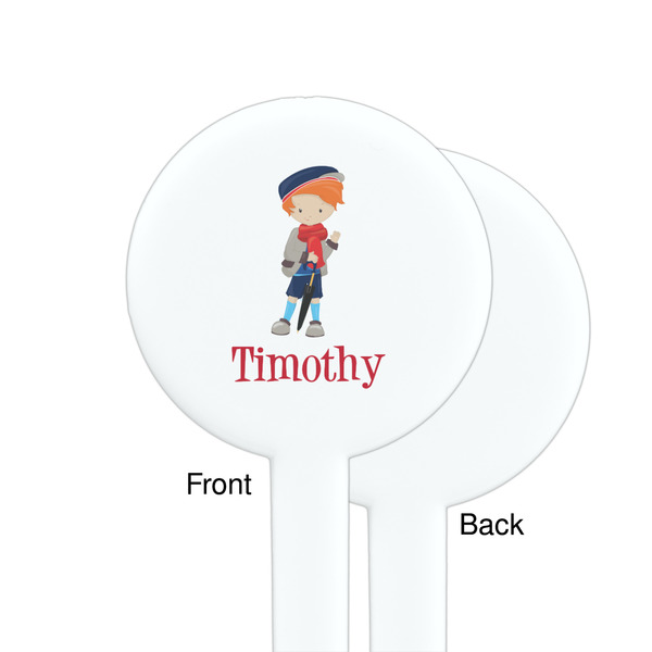 London White Plastic 7" Stir Stick - Single Sided - Round - Front & Back