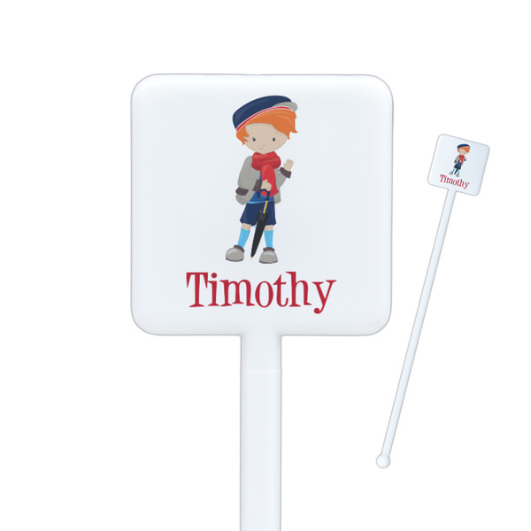 Custom London Square Plastic Stir Sticks - Single Sided (Personalized)