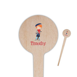 London 4" Round Wooden Food Picks - Double Sided (Personalized)