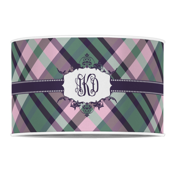Plaid with Pop 12" Drum Lampshade - FRONT (Poly Film)