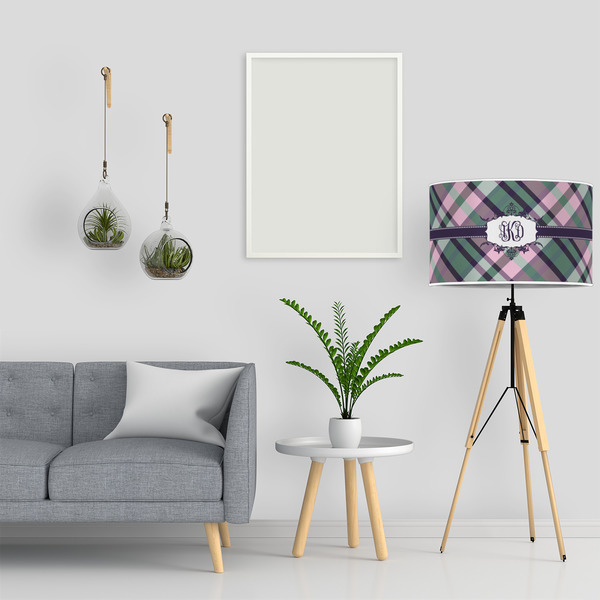 Plaid with Pop 12" Drum Lampshade - LIFESTYLE