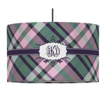 Plaid with Pop 12" Drum Pendant Lamp - Fabric (Personalized)