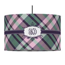 Plaid with Pop 12" Drum Pendant Lamp - Fabric (Personalized)