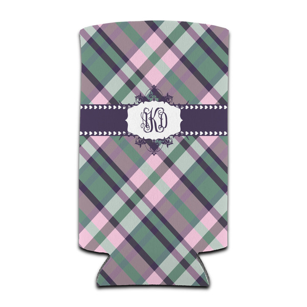 Custom Plaid with Pop Can Cooler (tall 12 oz) (Personalized)