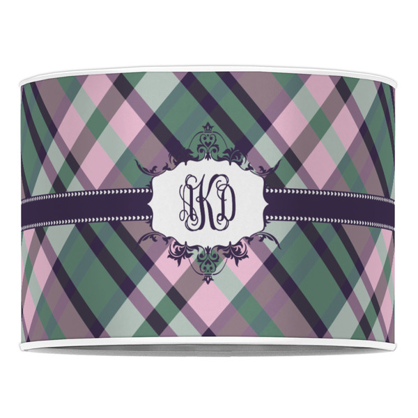 Plaid with Pop 16" Drum Lampshade - FRONT (Poly Film)