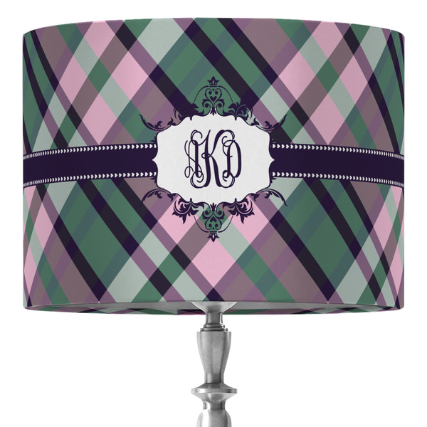 Custom Plaid with Pop 16" Drum Lamp Shade - Fabric (Personalized)