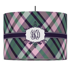 Plaid with Pop 16" Drum Pendant Lamp - Fabric (Personalized)