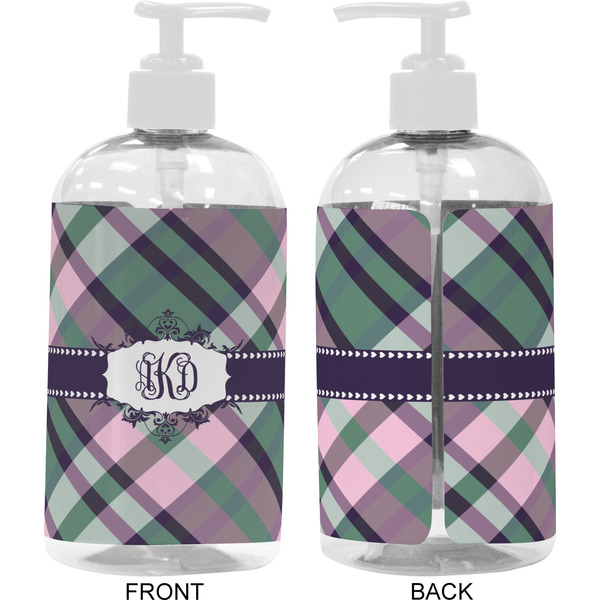 Plaid with Pop 16 oz Plastic Liquid Dispenser- Approval- White