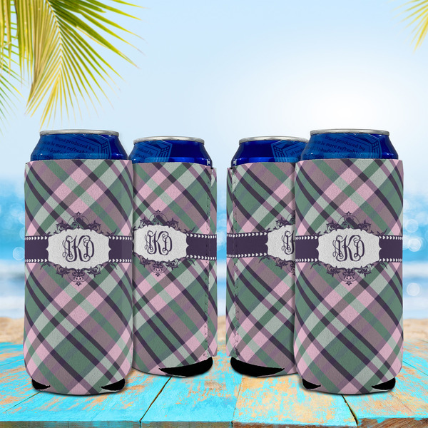 Plaid with Pop 16oz Can Sleeve - Set of 4 - LIFESTYLE