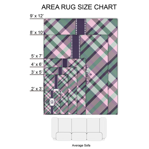 Plaid with Pop 2'x3' Indoor Area Rugs - Size Chart