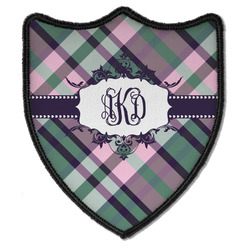 Plaid with Pop Iron On Shield Patch B w/ Monogram