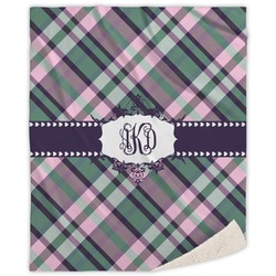 Plaid with Pop Sherpa Throw Blanket - 60"x80" (Personalized)