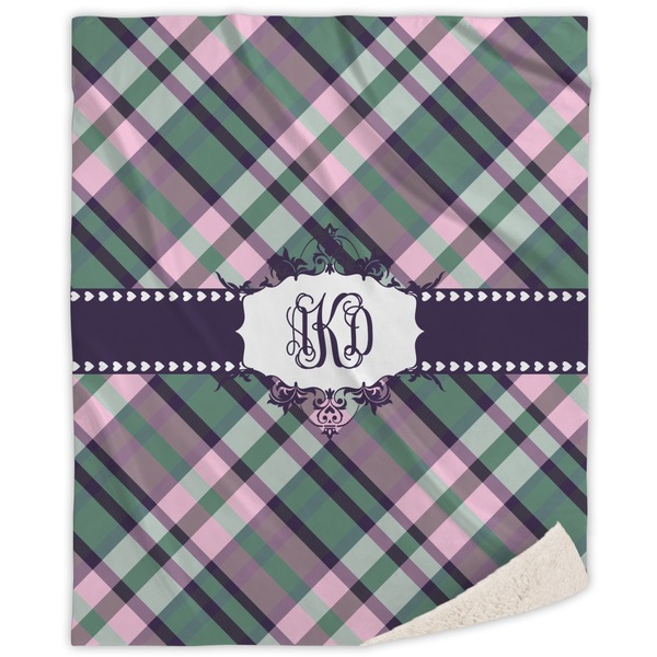 Custom Plaid with Pop Sherpa Throw Blanket (Personalized)