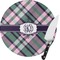 Plaid with Pop Round Glass Cutting Board - Small (Personalized)