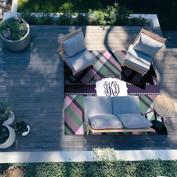 Plaid with Pop 8'x10' Patio Rug - In context