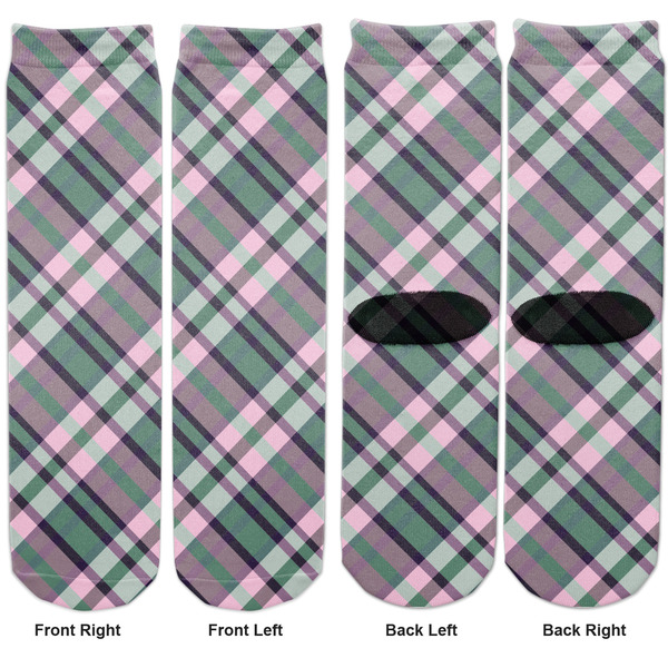 Plaid with Pop Adult Crew Socks - Double Pair - Front and Back - Apvl