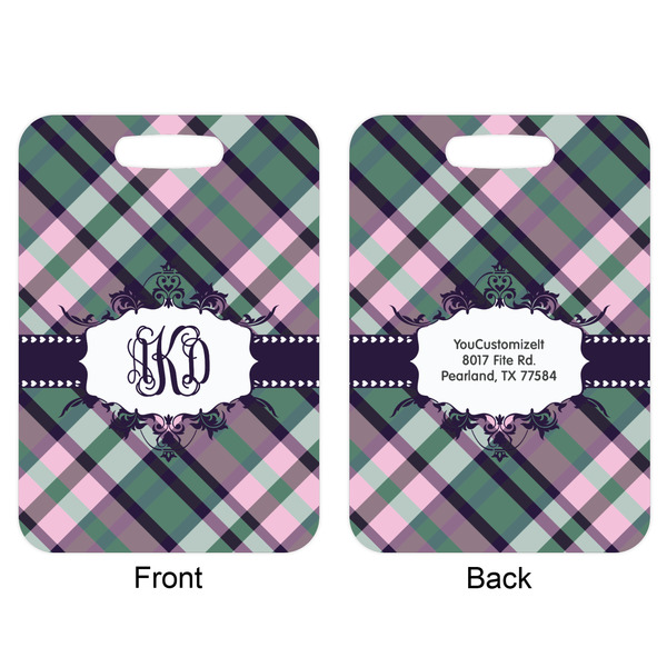 Plaid with Pop Aluminum Luggage Tag (Front + Back)