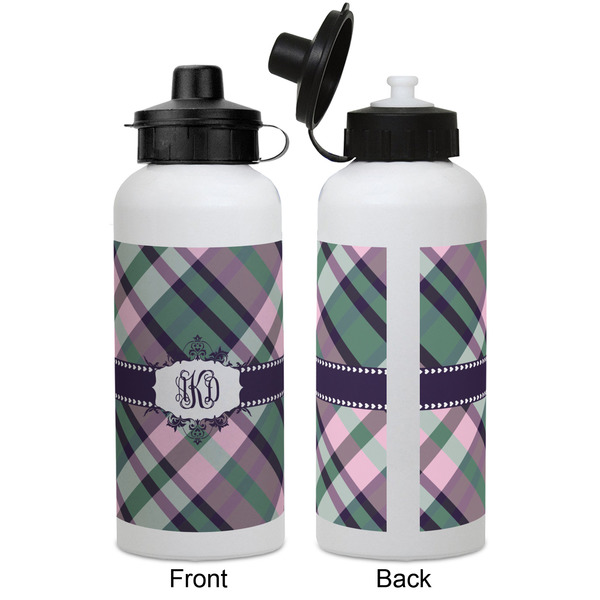 Plaid with Pop Aluminum Water Bottle - White APPROVAL