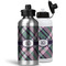 Plaid with Pop Aluminum Water Bottles - MAIN (white &silver)