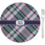 Plaid with Pop 8" Glass Appetizer / Dessert Plates - Single or Set (Personalized)
