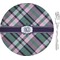 Plaid with Pop 8" Glass Appetizer / Dessert Plates - Single or Set (Personalized)