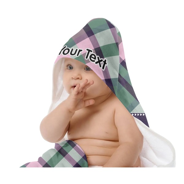 Plaid with Pop Baby Hooded Towel on Child
