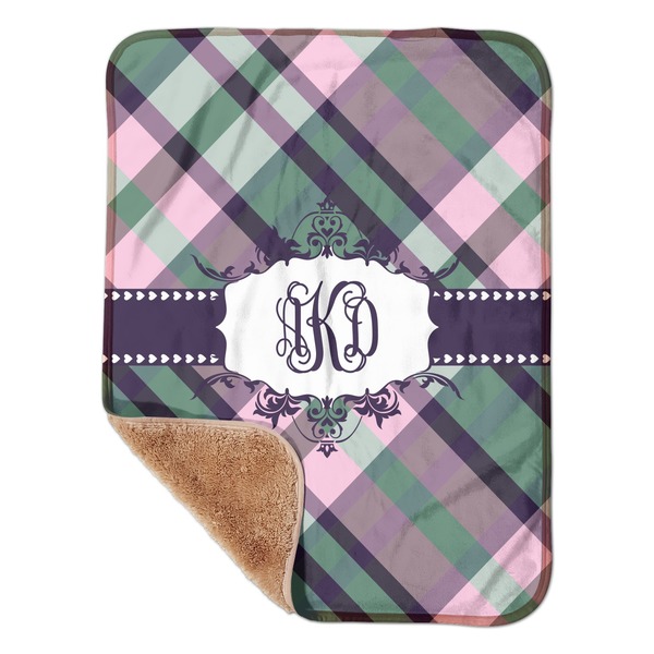 Custom Plaid with Pop Sherpa Baby Blanket - 30" x 40" w/ Monograms