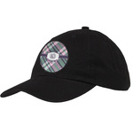 Plaid with Pop Baseball Cap - Black (Personalized)