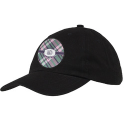 Plaid with Pop Baseball Cap - Black (Personalized)