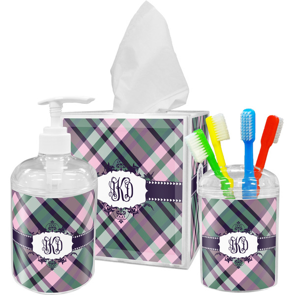 Plaid with Pop Bathroom Accessories Set (Personalized)