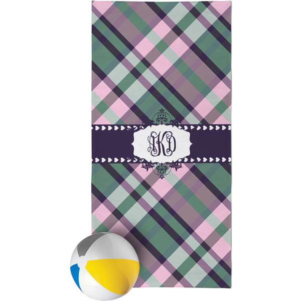 Custom Plaid with Pop Beach Towel (Personalized)