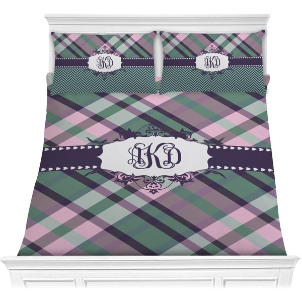 Custom Plaid with Pop Comforter Set - Full / Queen (Personalized)