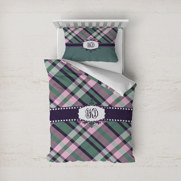 Custom Plaid with Pop Duvet Cover Set - Twin (Personalized)