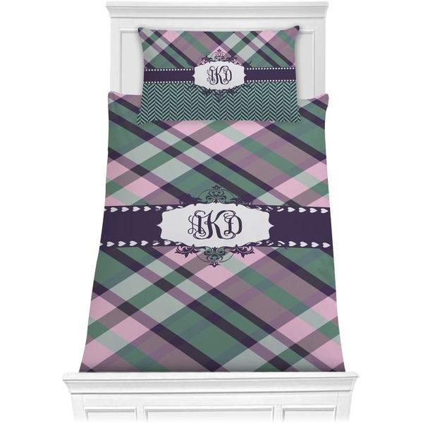 Custom Plaid with Pop Comforter Set - Twin (Personalized)