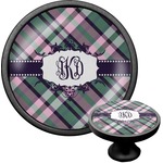 Plaid with Pop Cabinet Knob (Black) (Personalized)