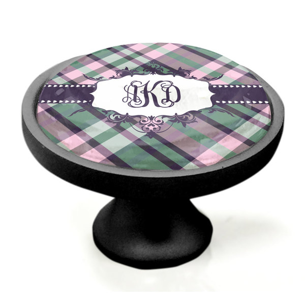 Plaid with Pop Black Custom Cabinet Knob (Side)