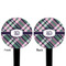 Plaid with Pop Black Plastic 4" Food Pick - Round - Double Sided - Front & Back